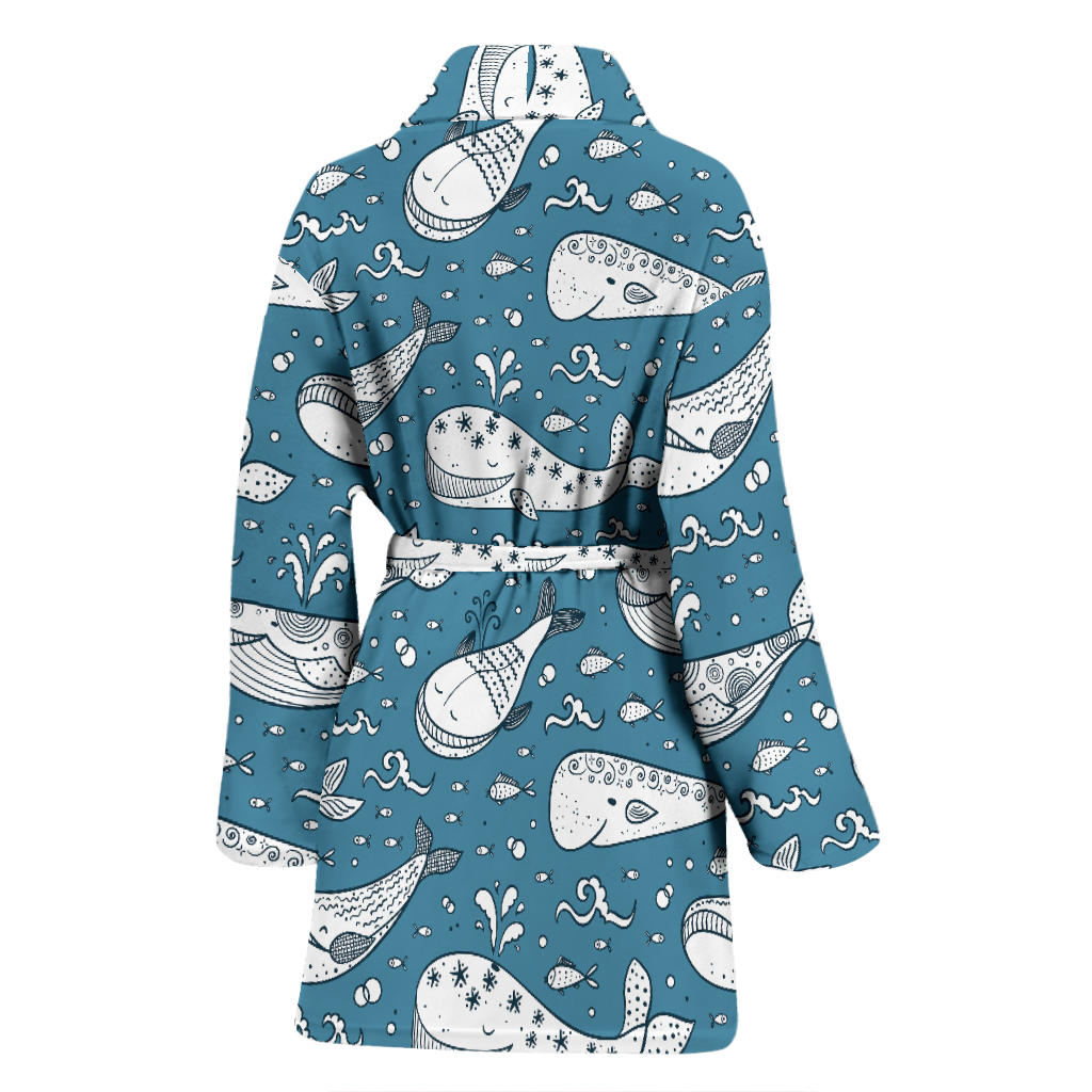 Humpback Whale Pattern Print Design 03 Women Bathrobe