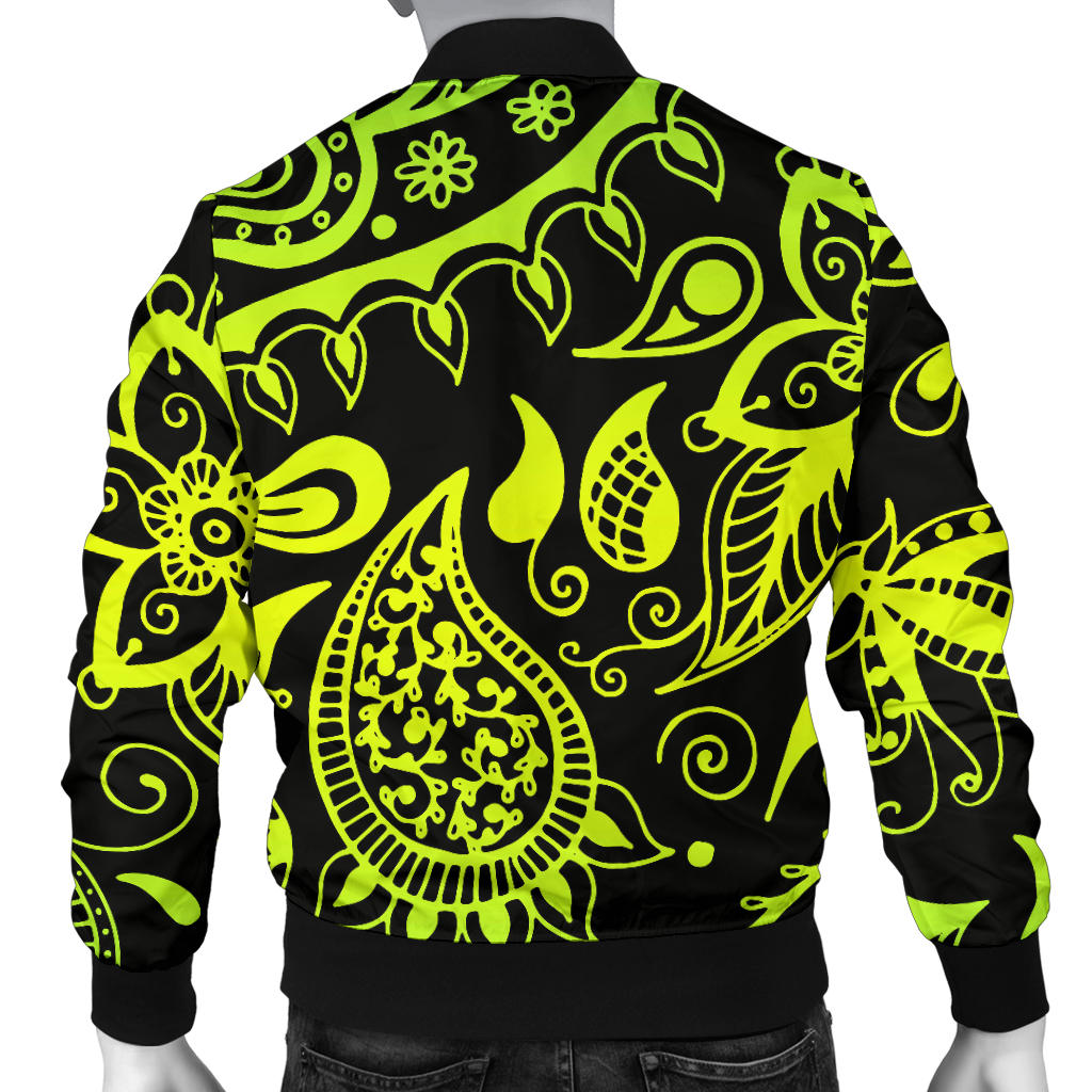 Paisley Green Design Print Men Bomber Jacket
