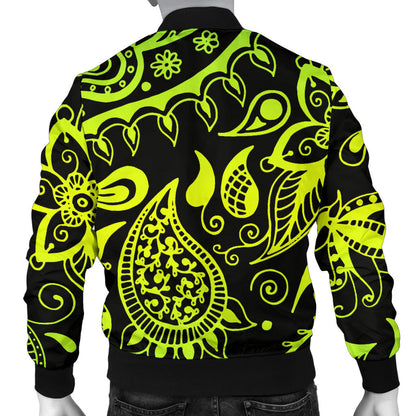 Paisley Green Design Print Men Bomber Jacket