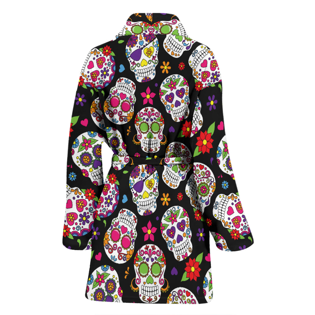 Sugar Skull Print Design LKS302 Women Bathrobe