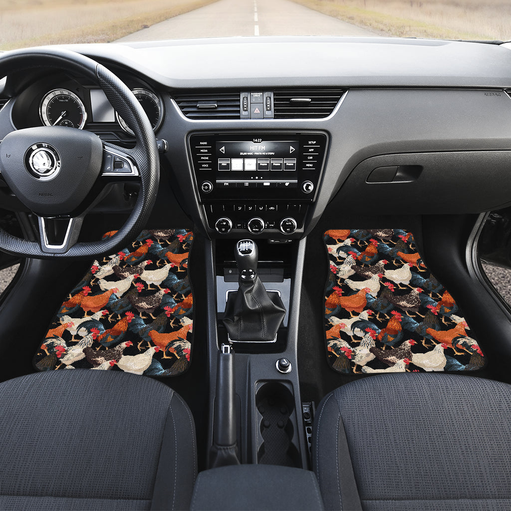 Chicken Print Pattern Car Floor Mats Front Back
