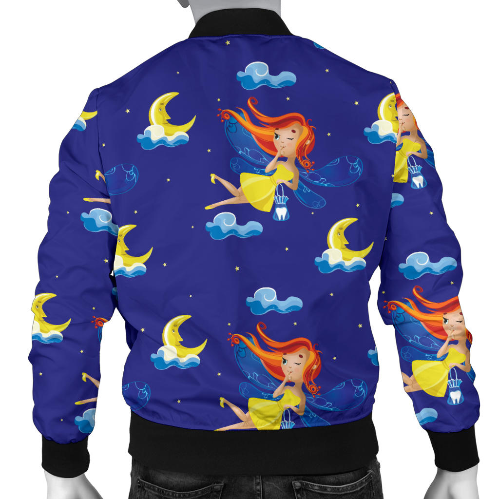 Fairy with Moon Print Pattern Men Bomber Jacket