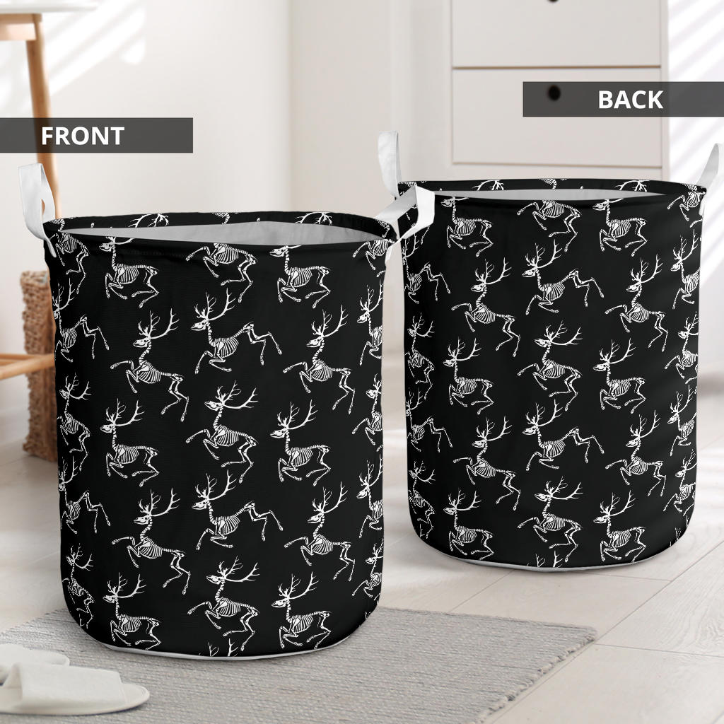 Deer Skeleton Print Pattern Laundry Basket