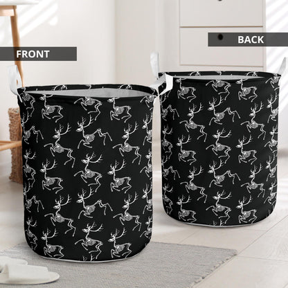 Deer Skeleton Print Pattern Laundry Basket