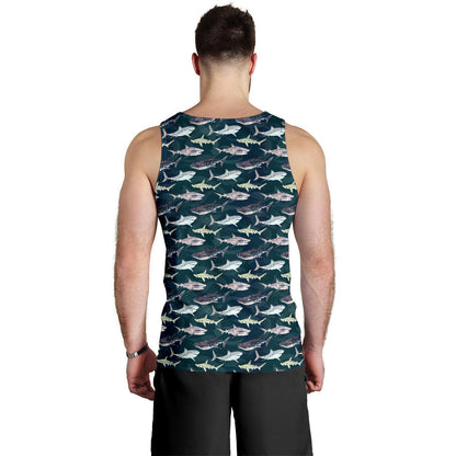 Shark Pattern Print Men Tank Top