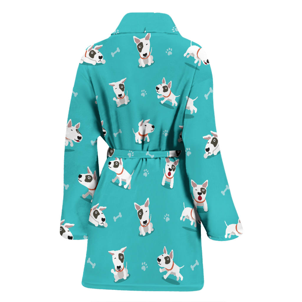 Bull Terriers Pattern Print Design 07 Women Bathrobe