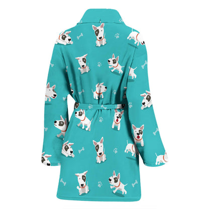 Bull Terriers Pattern Print Design 07 Women Bathrobe