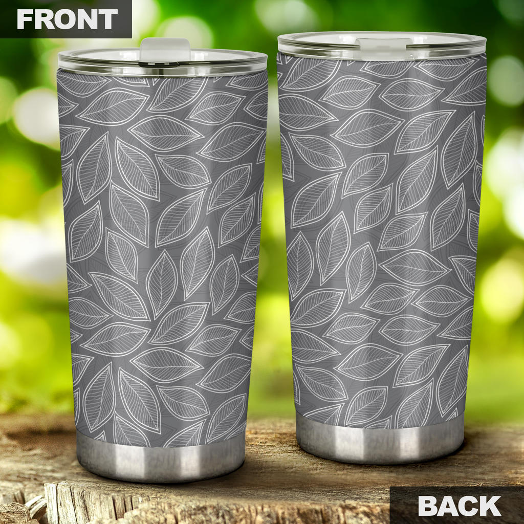 Elm Leave Grey Print Pattern Tumbler