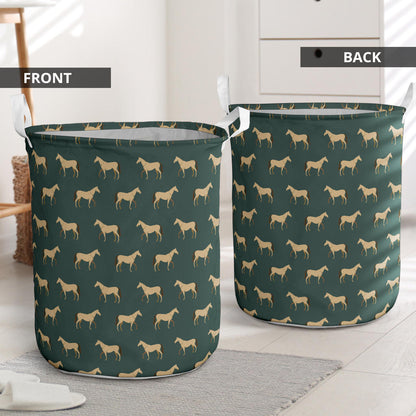 Horse Classic Themed Pattern Print Laundry Basket
