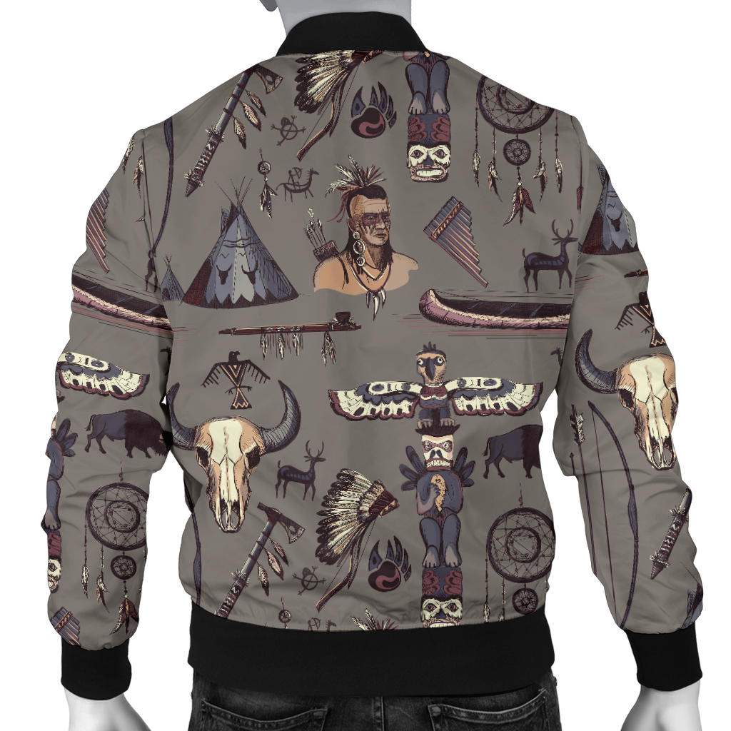 Native Indian life Design Print Men Bomber Jacket