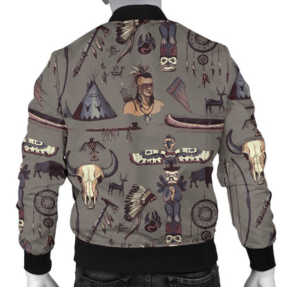 Native Indian life Design Print Men Bomber Jacket