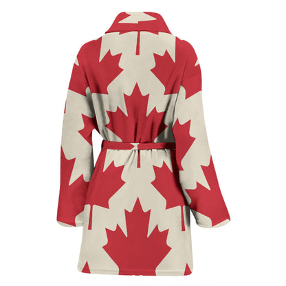 Maple Leaf Pattern Print Design 03 Women Bathrobe