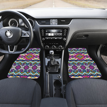 Aztec Pink Geometric Print Pattern Car Floor Mats Front Back