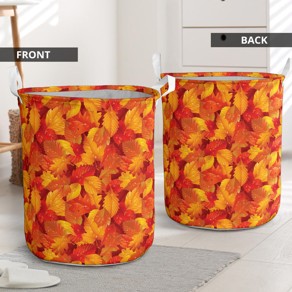 Elm Leave Autum Print Pattern Laundry Basket