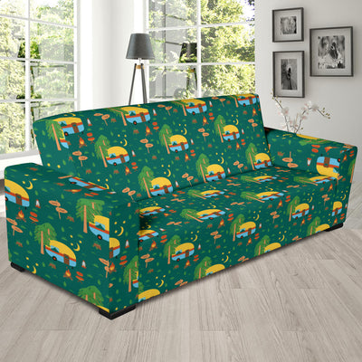 Camping Camper Pattern Print Design 06 Sofa Slipcover