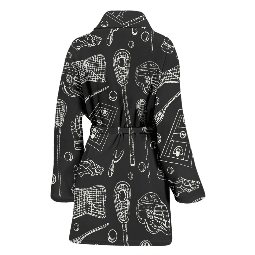 Lacrosse Pattern Print Design 01 Women Bathrobe