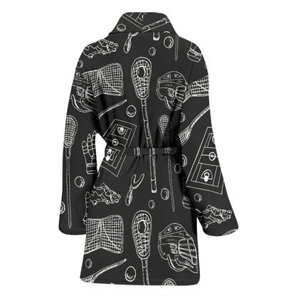 Lacrosse Pattern Print Design 01 Women Bathrobe