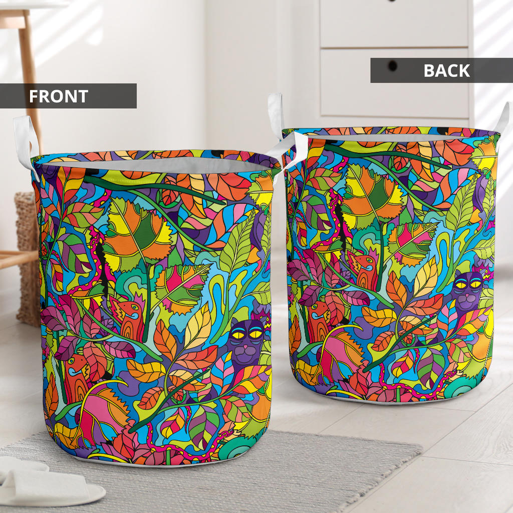 Psychedelic Trippy Flower Print Laundry Basket