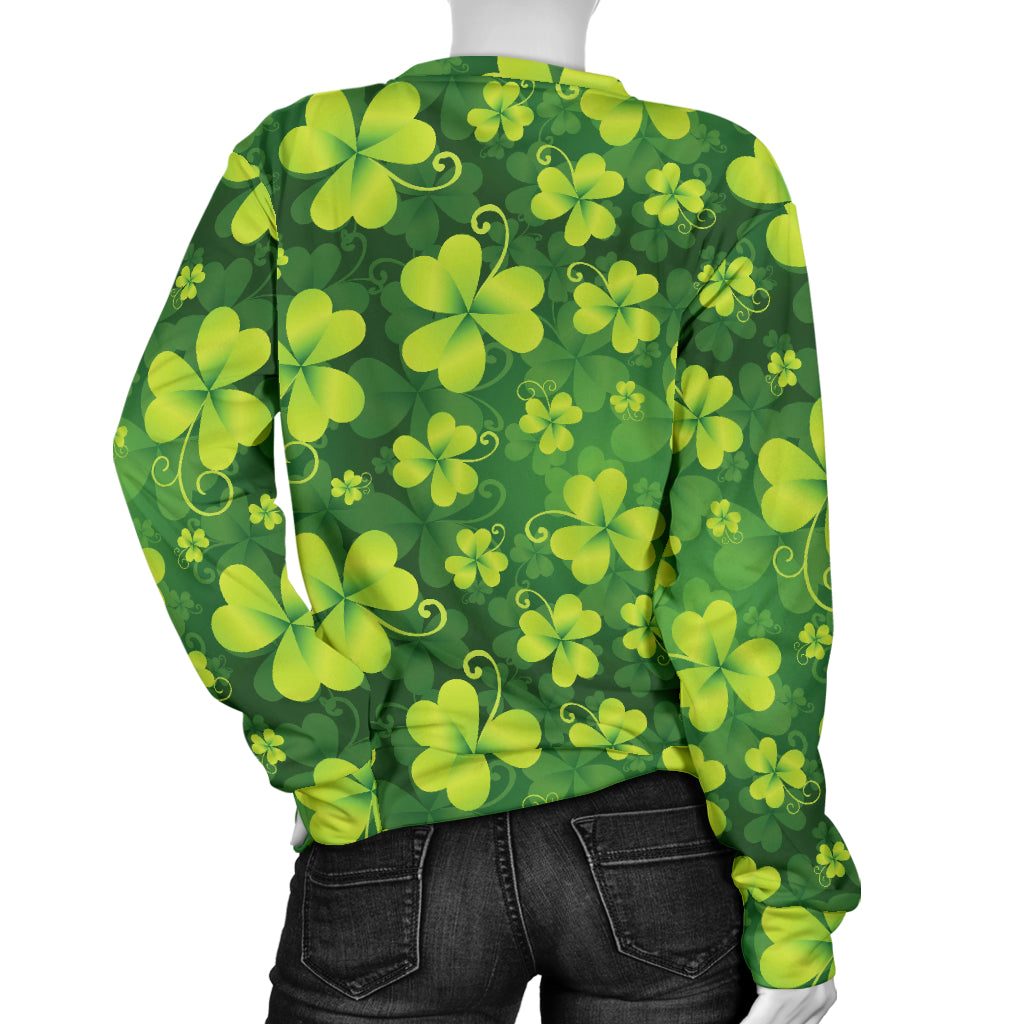 Shamrock Clover Print Women Long Sleeve Sweatshirt
