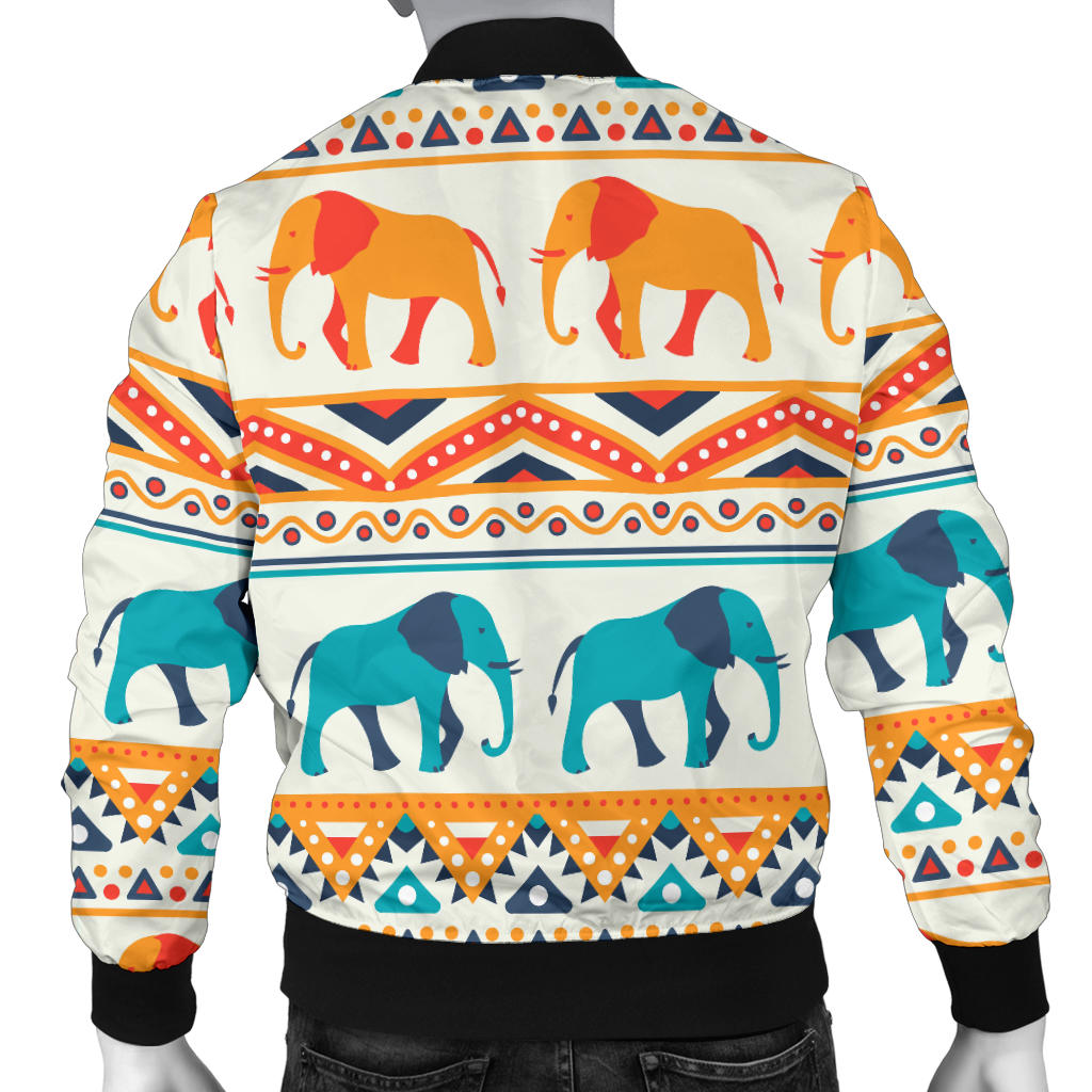 Elephant Aztec Ethnic Print Pattern Men Bomber Jacket