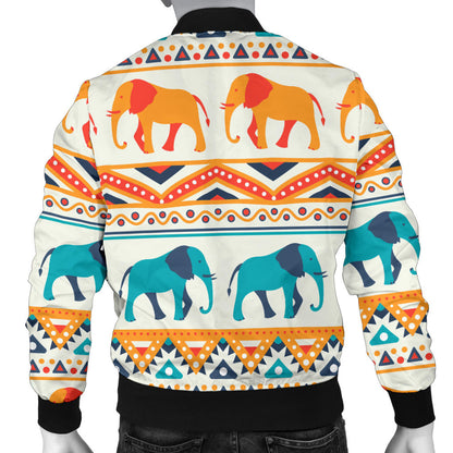 Elephant Aztec Ethnic Print Pattern Men Bomber Jacket