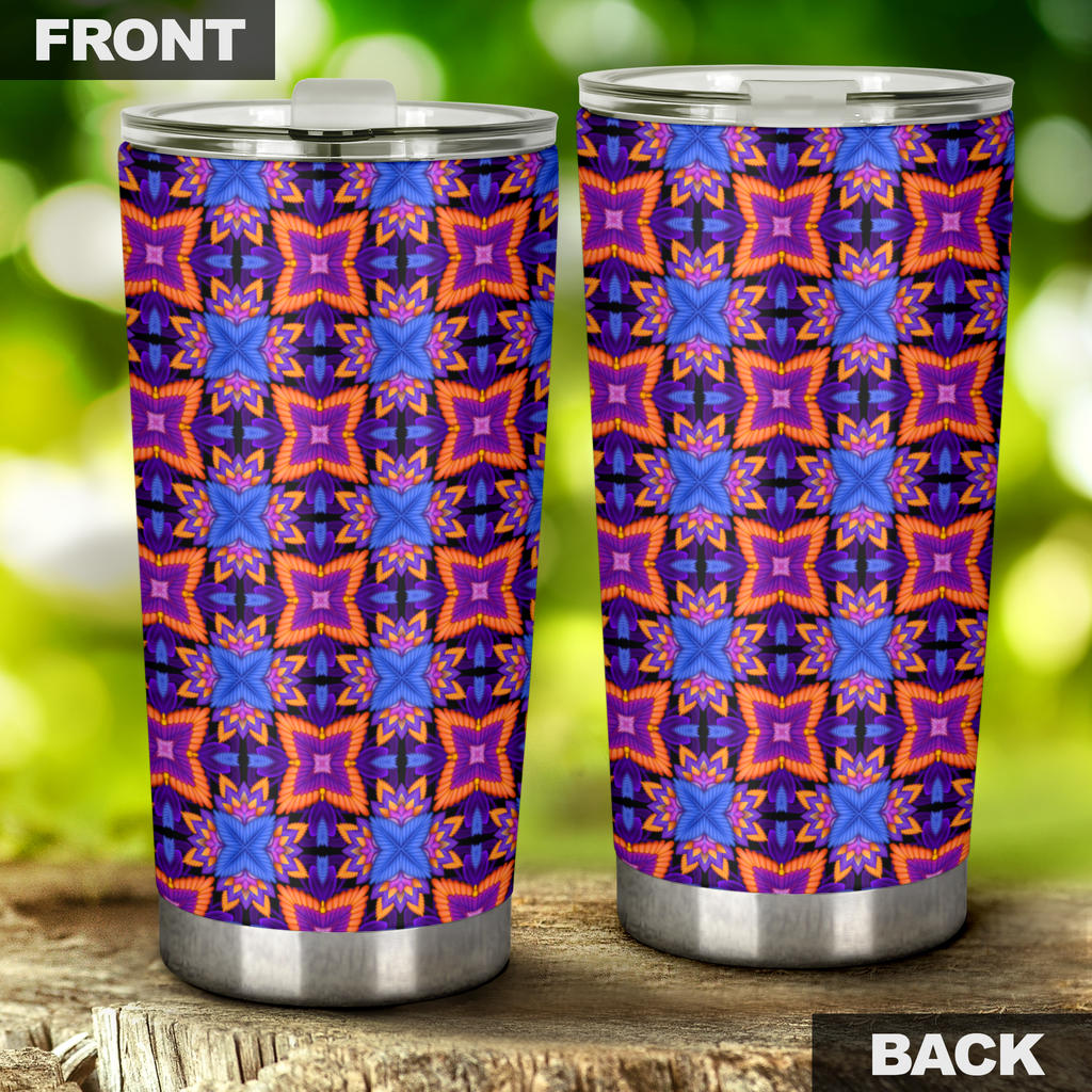 kaleidoscope Purple Orange Print Design Tumbler