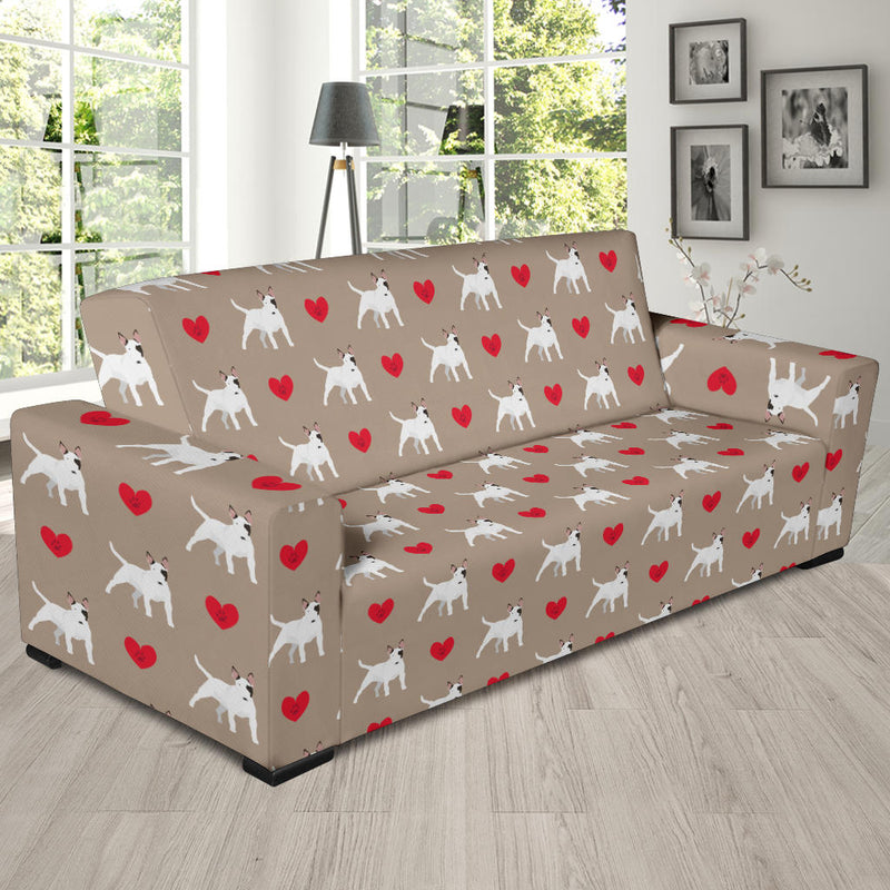 Bull Terriers Pattern Print Design 01 Sofa Slipcover