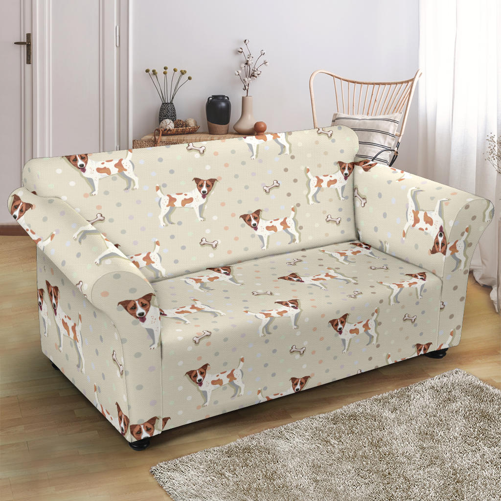 Russell Terriers With Bone Print Design LKS302 Loveseat Couch Slipcover