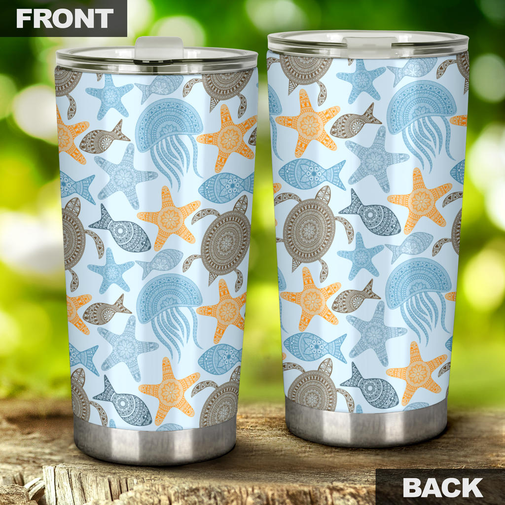 Polynesian Jellyfish Turtle Print Tumbler