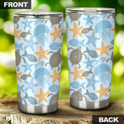 Polynesian Jellyfish Turtle Print Tumbler