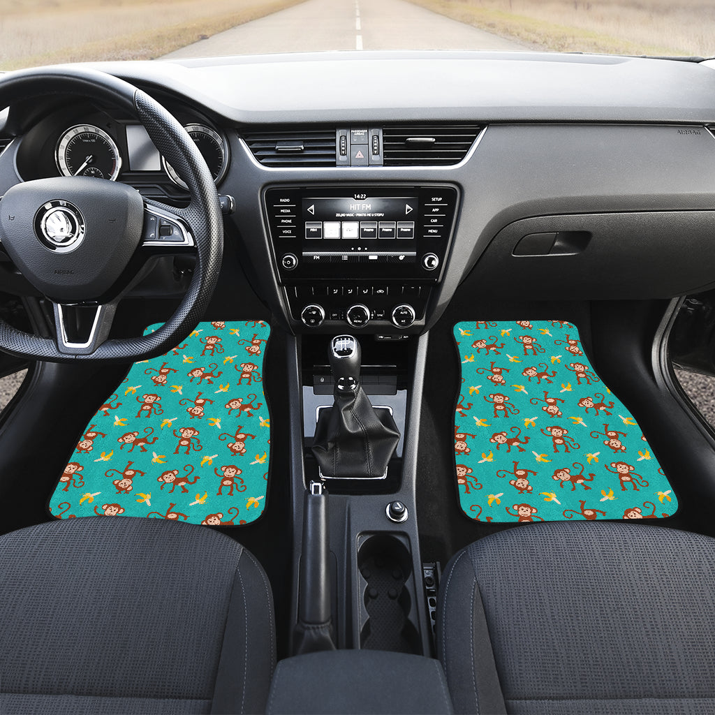 Monkey Banana Design Themed Print Car Floor Mats Front Back