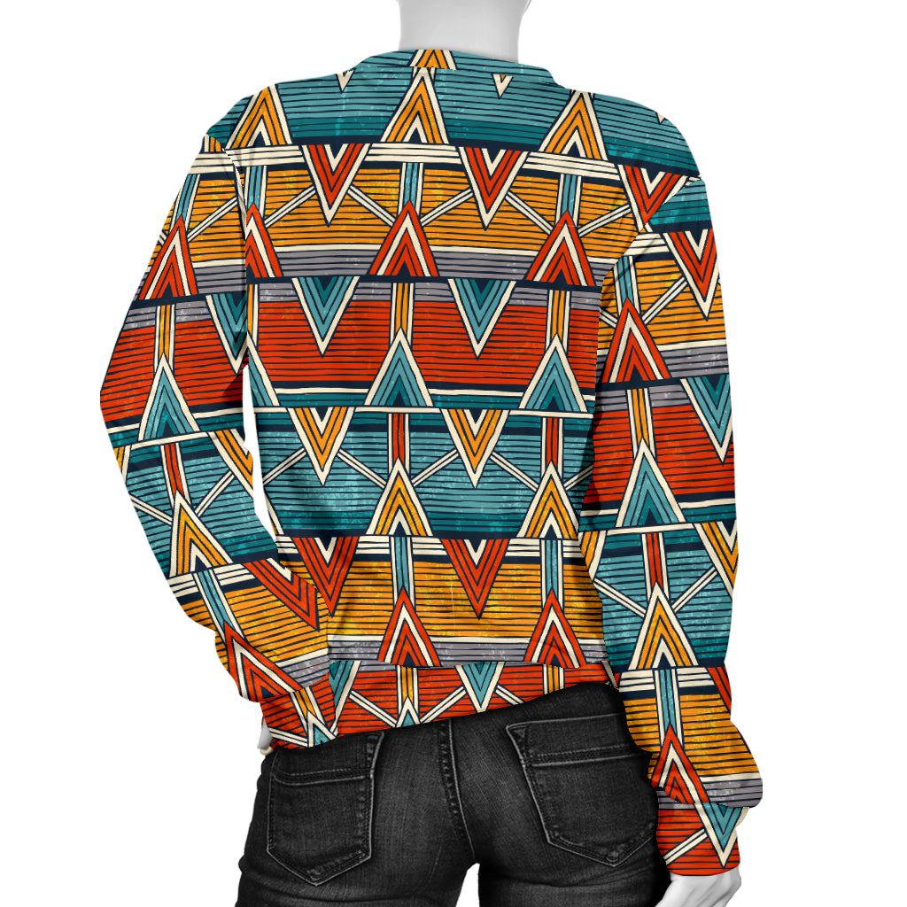 Kente Print African Design Themed Women Long Sleeve Sweatshirt