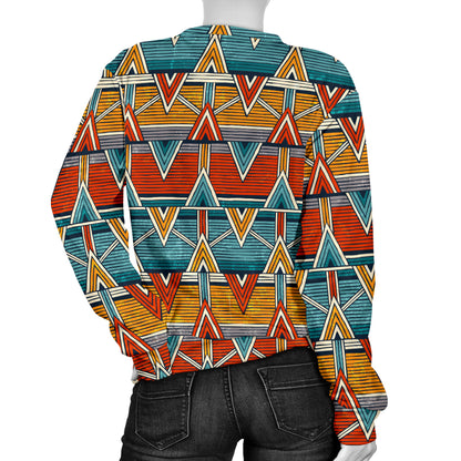 Kente Print African Design Themed Women Long Sleeve Sweatshirt