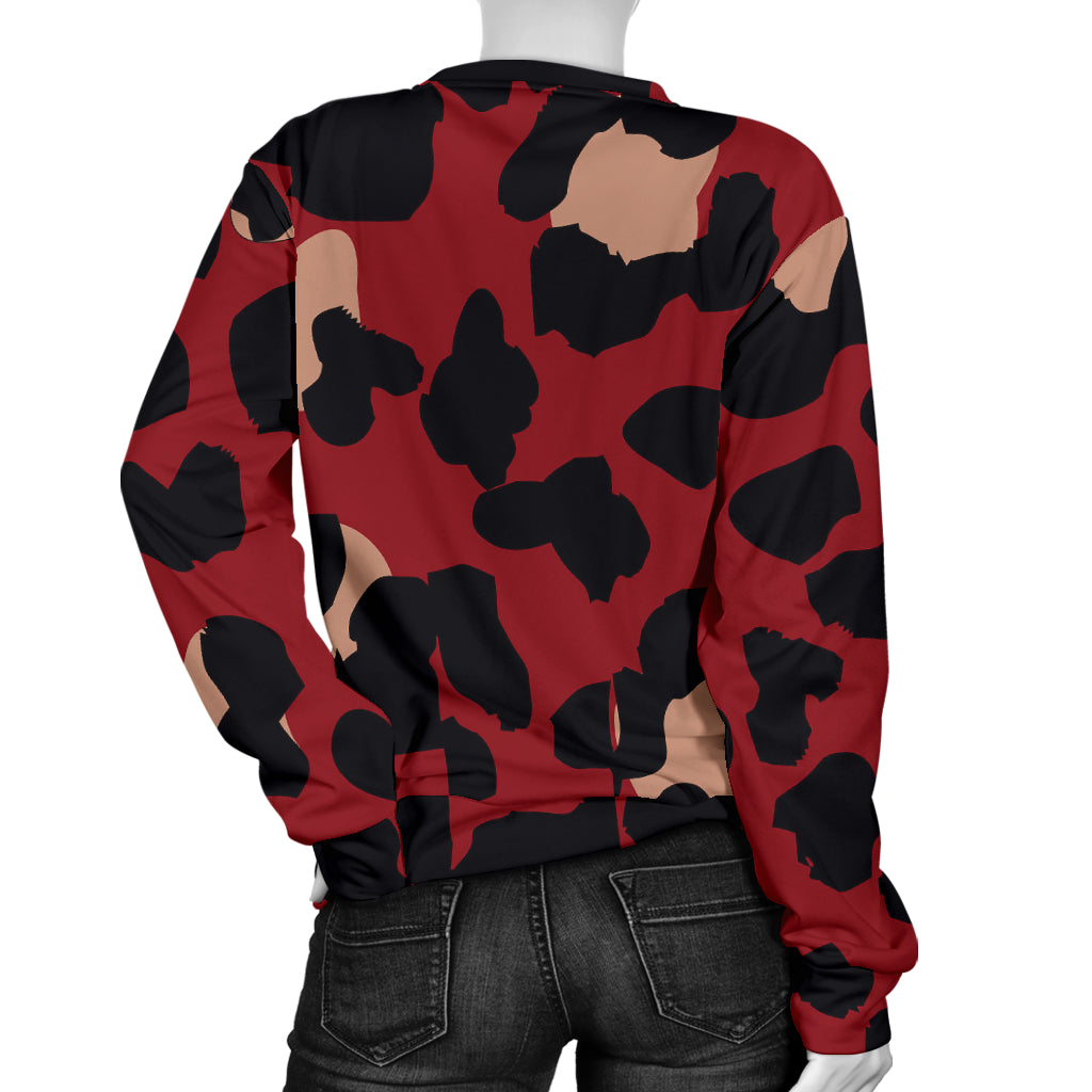 Cheetah Red Print Pattern Women Long Sleeve Sweatshirt