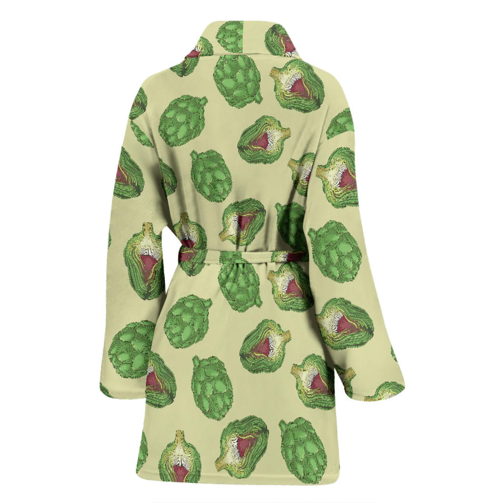 Artichoke Pattern Print Design 03 Women Bathrobe