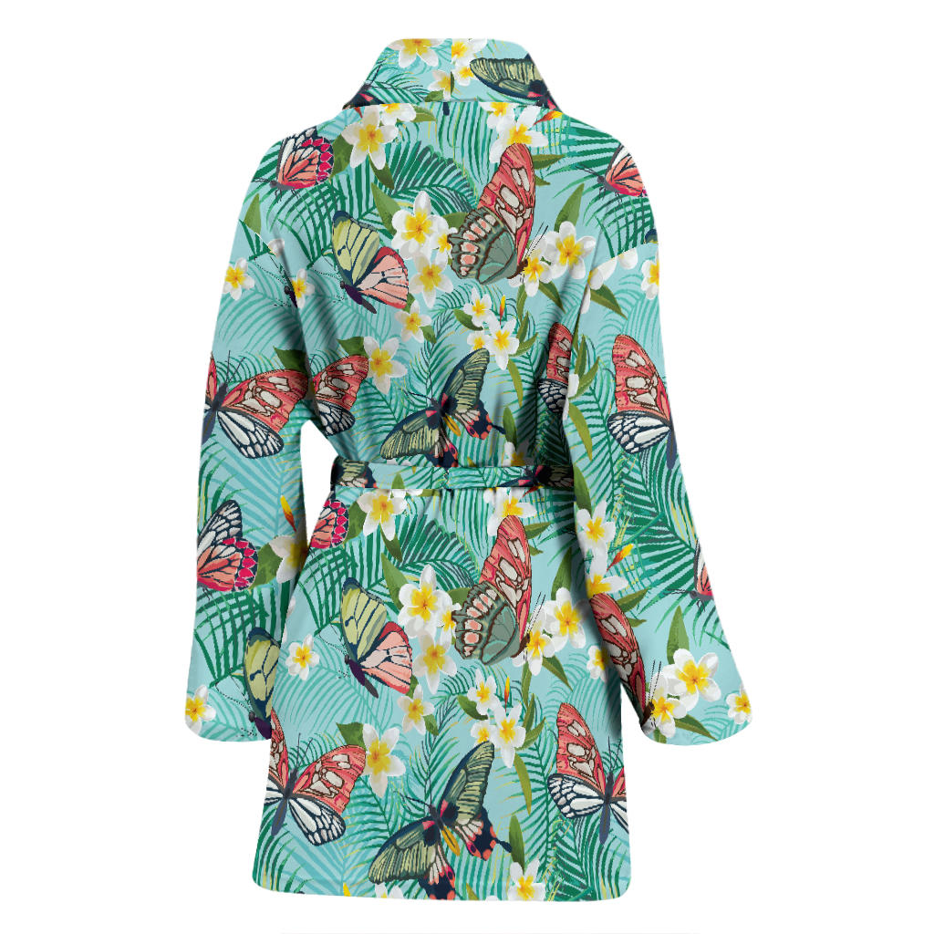 Butterfly Pattern Print Design 09 Women Bathrobe
