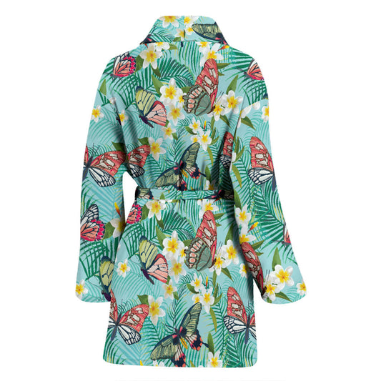 Butterfly Pattern Print Design 09 Women Bathrobe