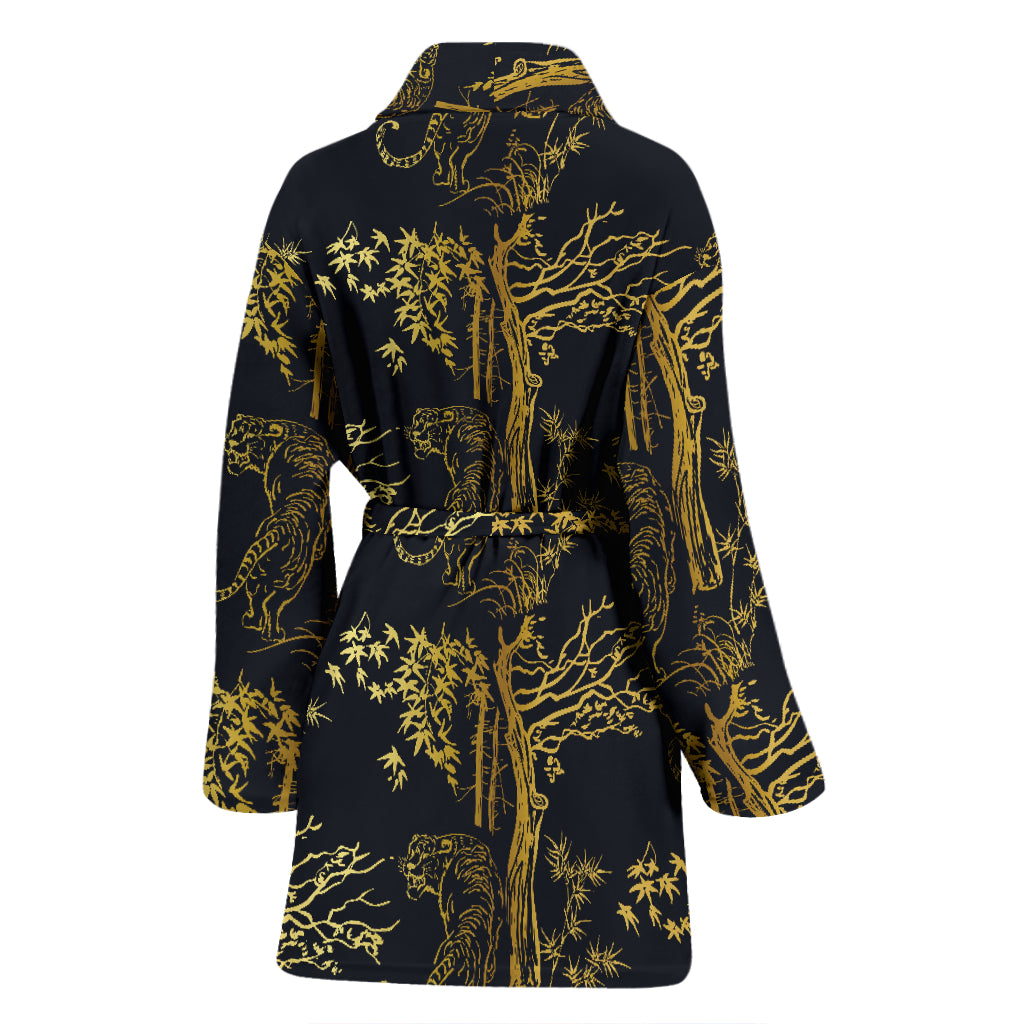Tiger Gold Print Design LKS307 Women Bathrobe