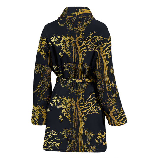 Tiger Gold Print Design LKS307 Women Bathrobe