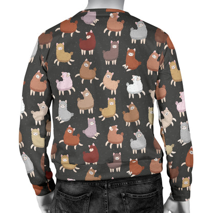 Alpaca Cute Design Themed Print Men Long Sleeve Sweatshirt