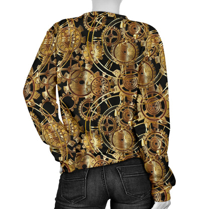 Steampunk Gear Design Themed Print Women Long Sleeve Sweatshirt