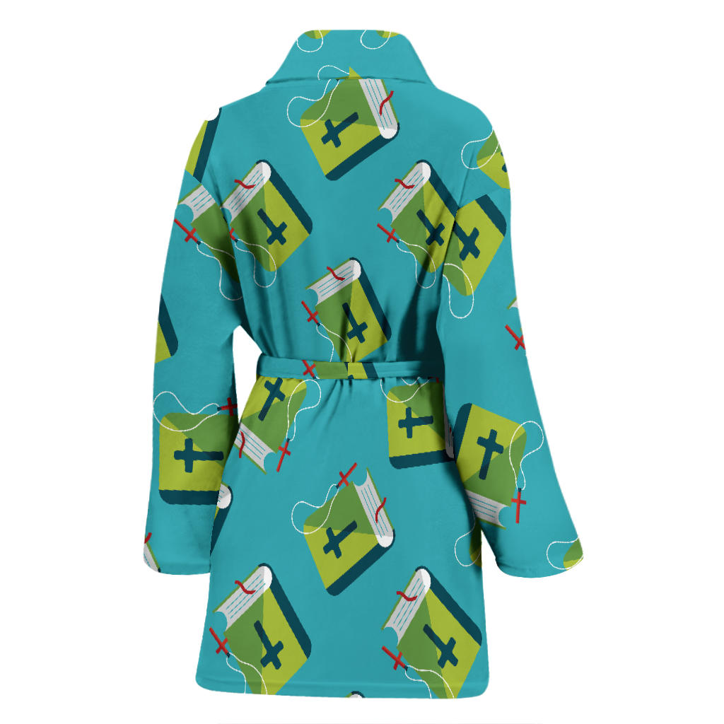 Bible Pattern Print Design 01 Women Bathrobe