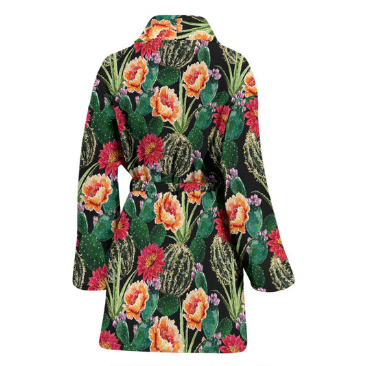 Cactus Pattern Print Design 06 Women Bathrobe