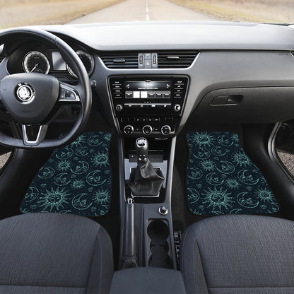 Sun Moon Magic Design Themed Print Car Floor Mats Front Back