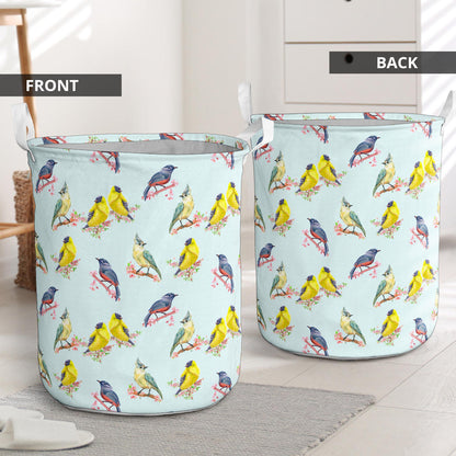 Bird Sweet Themed Print Pattern Laundry Basket
