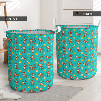Monkey Banana Design Themed Print Laundry Basket