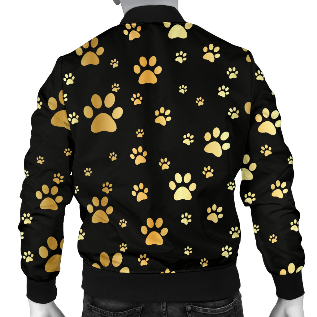 Paw Gold Print Men Bomber Jacket