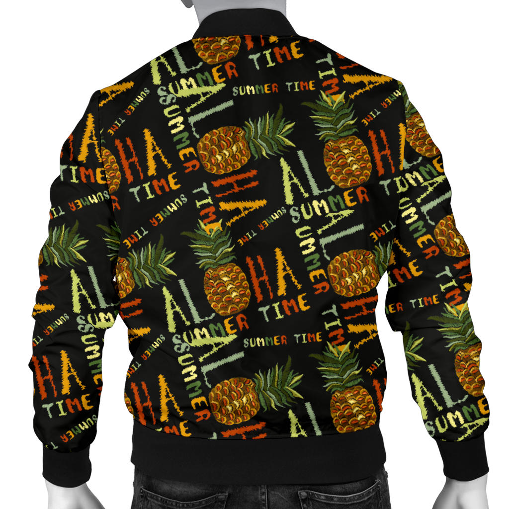 Aloha Hawaii Time Design Themed Print Men Bomber Jacket