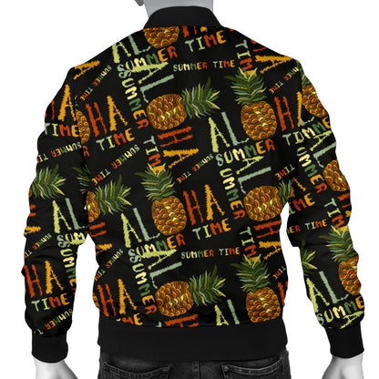 Aloha Hawaii Time Design Themed Print Men Bomber Jacket