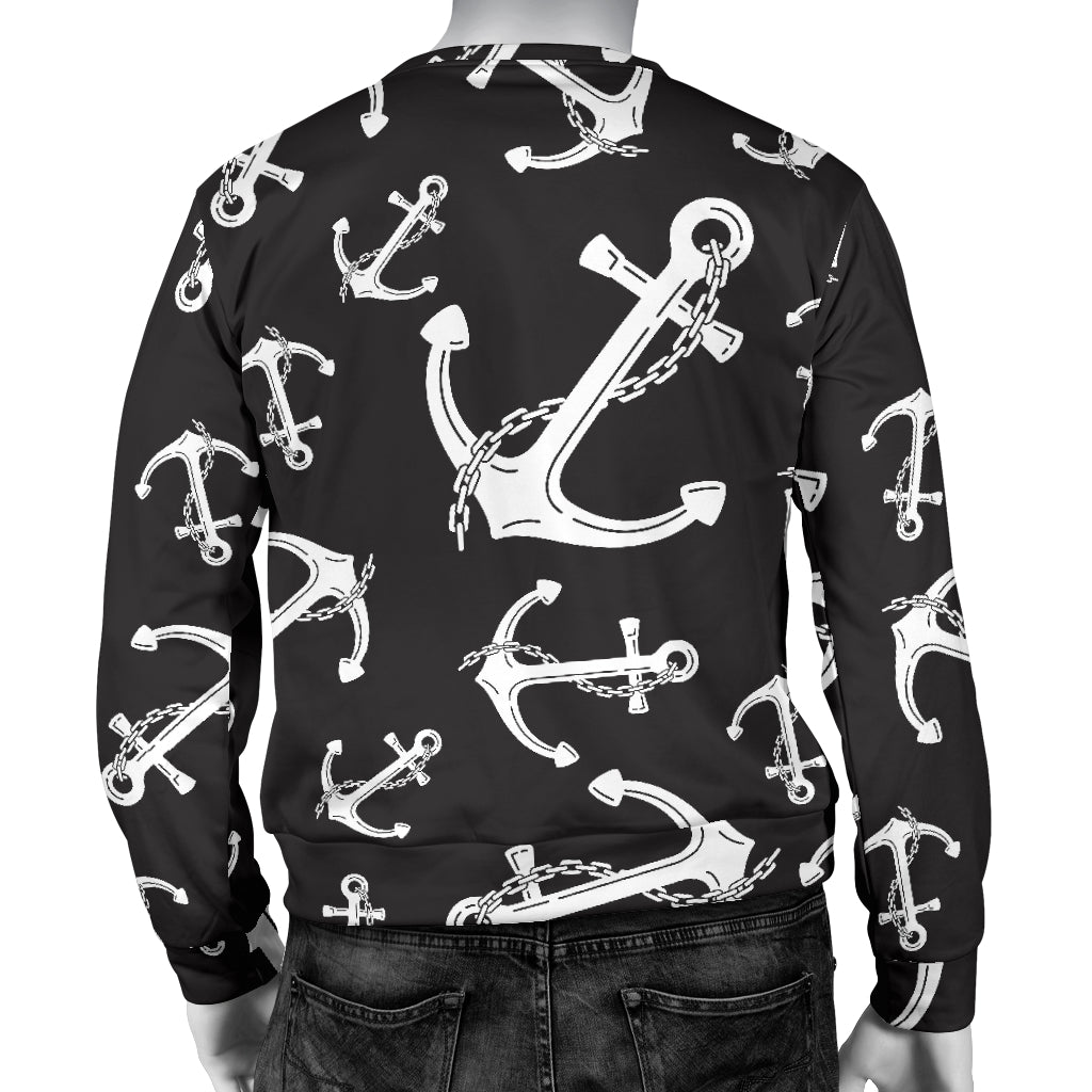Anchor Black White Men Long Sleeve Sweatshirt